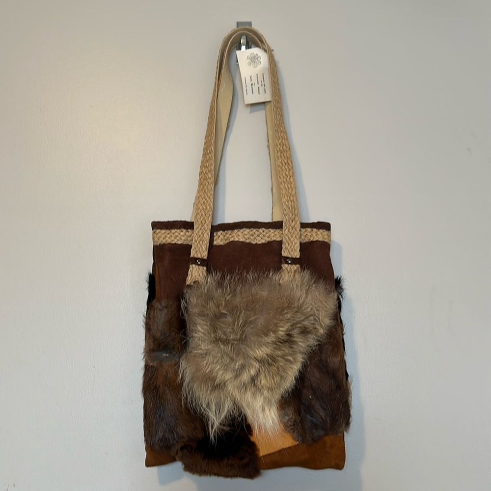 Vintage One of a Kind Handmade Fur and Suede Shoulder Bag